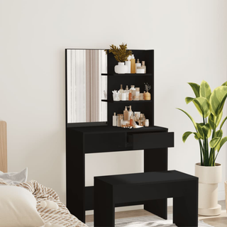 Dressing Table with Mirror Black 74.5x40x141 cm - Giant Lobelia