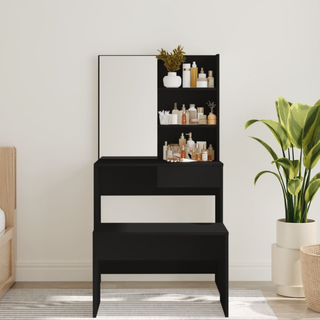 Dressing Table with Mirror Black 74.5x40x141 cm - Giant Lobelia