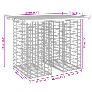 vidaXL Garden Bench Gabion Design 100x70x72 cm Impregnated Wood Pine - Giant Lobelia