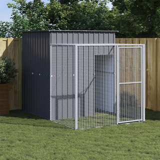 Chicken Cage with Run Anthracite 165x251x181 cm Galvanised Steel - Giant Lobelia