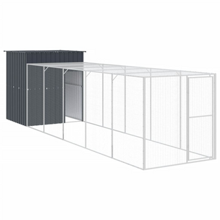 Chicken Cage with Run Anthracite 165x659x181 cm Galvanised Steel - Giant Lobelia