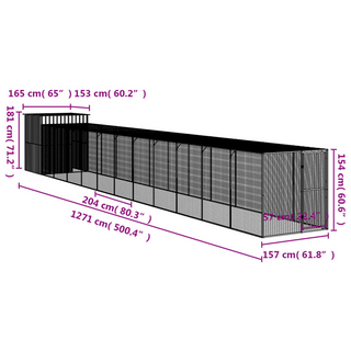 Chicken Cage with Run Anthracite 165x1271x181 cm Galvanised Steel - Giant Lobelia