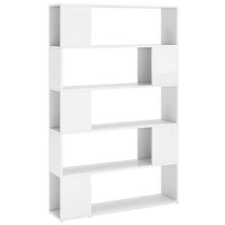 Book Cabinet Room Divider High Gloss White Engineered Wood - Giant Lobelia