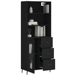 vidaXL Highboard Black 69.5x34x180 cm Engineered Wood - Giant Lobelia