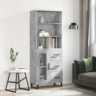 vidaXL Highboard Concrete Grey 69.5x34x180 cm Engineered Wood - Giant Lobelia