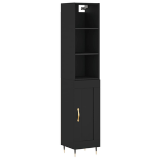 vidaXL Highboard Black 34.5x34x180 cm Engineered Wood - Giant Lobelia