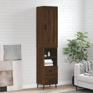 vidaXL Highboard Brown Oak 34.5x34x180 cm Engineered Wood - Giant Lobelia