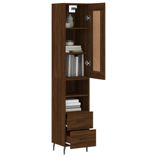 vidaXL Highboard Brown Oak 34.5x34x180 cm Engineered Wood - Giant Lobelia