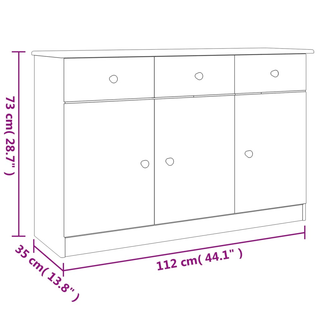 vidaXL Sideboard ALTA White 112x35x73 cm Solid Wood Pine - Giant Lobelia