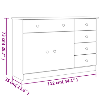 vidaXL Sideboard ALTA White 112x35x73 cm Solid Wood Pine - Giant Lobelia