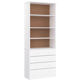 Bookcase with Drawers ALTA White 77x35x186.5 cm Solid Wood Pine - Giant Lobelia