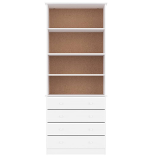 Bookcase with Drawers ALTA White 77x35x186.5 cm Solid Wood Pine - Giant Lobelia