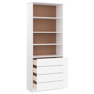 Bookcase with Drawers ALTA White 77x35x186.5 cm Solid Wood Pine - Giant Lobelia