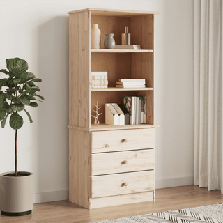 Giant Lobelia Bookcase with Drawers ALTA - Solid Wood Pine - Rustic Charm for Organizing Books - Giant Lobelia