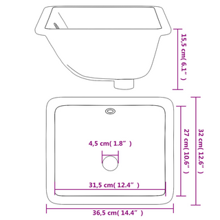 Bathroom Sink White 36.5x32x15.5 cm Rectangular Ceramic - Giant Lobelia