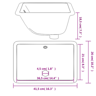 Bathroom Sink White 41.5x26x18.5 cm Rectangular Ceramic - Giant Lobelia