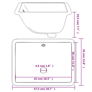 Bathroom Sink White 47.5x35x19.5 cm Rectangular Ceramic - Giant Lobelia