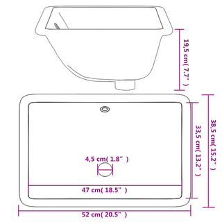 Bathroom Sink White 52x38.5x19.5 cm Rectangular Ceramic - Giant Lobelia