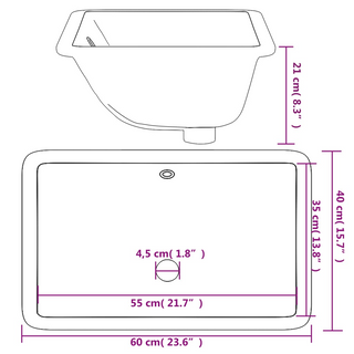 Bathroom Sink White 60x40x21 cm Rectangular Ceramic - Giant Lobelia