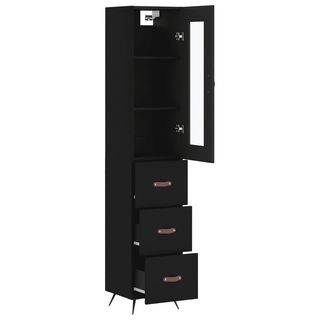 vidaXL Highboard Black 34.5x34x180 cm Engineered Wood - Giant Lobelia