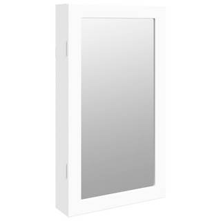 Mirror Jewellery Cabinet with LED Lights Wall Mounted White - Giant Lobelia