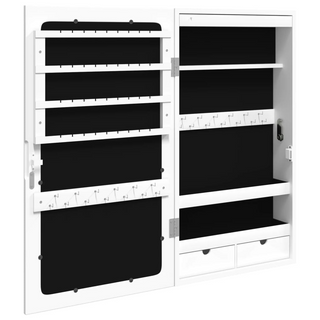 Mirror Jewellery Cabinet with LED Lights Wall Mounted White - Giant Lobelia