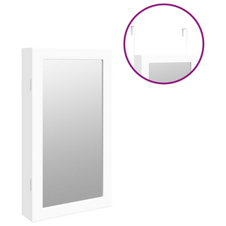 Mirror Jewellery Cabinet with LED Lights Wall Mounted White - Giant Lobelia