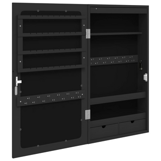 Mirror Jewellery Cabinet with LED Lights Wall Mounted Black - Giant Lobelia