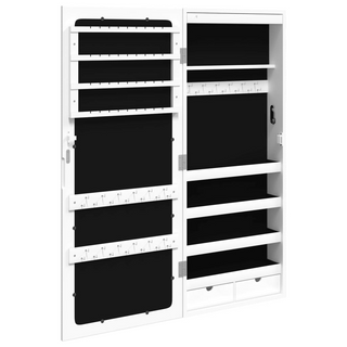 Mirror Jewellery Cabinet with LED Lights Wall Mounted White - Giant Lobelia