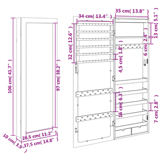 Mirror Jewellery Cabinet with LED Lights Wall Mounted - Giant Lobelia