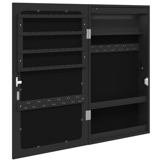 Mirror Jewellery Cabinet with LED Lights Wall Mounted Black - Giant Lobelia