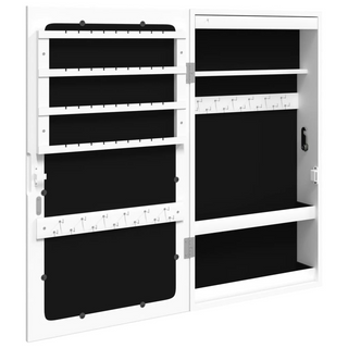 Mirror Jewellery Cabinet with LED Lights Wall Mounted White - Giant Lobelia