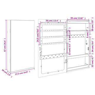 Mirror Jewellery Cabinet with LED Lights Wall Mounted White - Giant Lobelia