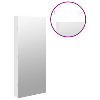 Mirror Jewellery Cabinet with LED Lights Wall Mounted White - Giant Lobelia