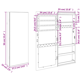 Mirror Jewellery Cabinet with LED Lights Wall Mounted - Giant Lobelia