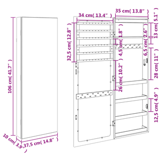 Mirror Jewellery Cabinet with LED Lights Wall Mounted - Giant Lobelia