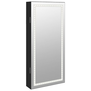 Mirror Jewellery Cabinet with LED Lights Wall Mounted Black - Giant Lobelia