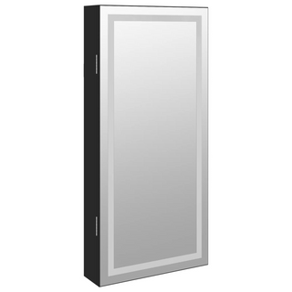 Mirror Jewellery Cabinet with LED Lights Wall Mounted Black - Giant Lobelia