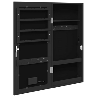 Mirror Jewellery Cabinet with LED Lights Wall Mounted Black - Giant Lobelia