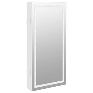 Mirror Jewellery Cabinet with LED Lights Wall Mounted White - Giant Lobelia