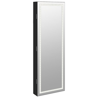 Mirror Jewellery Cabinet with LED Lights Wall Mounted Black - Giant Lobelia