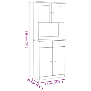 Highboard ALTA 77x35x188 cm Solid Wood Pine - Giant Lobelia