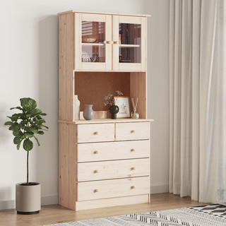 Highboard ALTA 77x35x165 cm Solid Wood Pine - Giant Lobelia