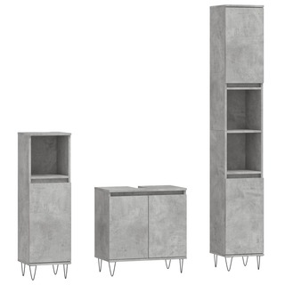 vidaXL 3 Piece Bathroom Cabinet Set Concrete Grey Engineered Wood - Giant Lobelia