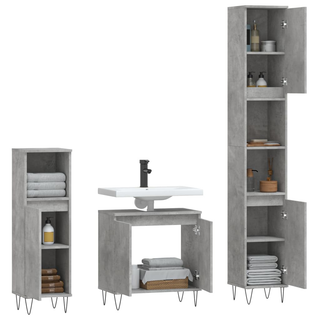 vidaXL 3 Piece Bathroom Cabinet Set Concrete Grey Engineered Wood - Giant Lobelia