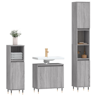 vidaXL 3 Piece Bathroom Cabinet Set Grey Sonoma Engineered Wood - Giant Lobelia