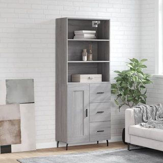 vidaXL Highboard Grey Sonoma 69.5x34x180 cm Engineered Wood - Giant Lobelia