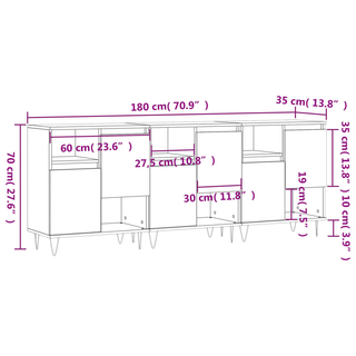 vidaXL Sideboards 3 pcs White Engineered Wood - Giant Lobelia