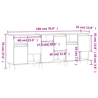 vidaXL Sideboards 3 pcs White Engineered Wood - Giant Lobelia