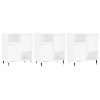 vidaXL Sideboards 3 pcs High Gloss White Engineered Wood - Giant Lobelia